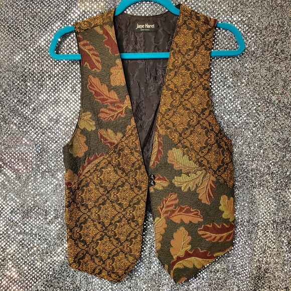 Jane Harel Fall Autumn Leaves Patch Vest - Picture 1 of 4